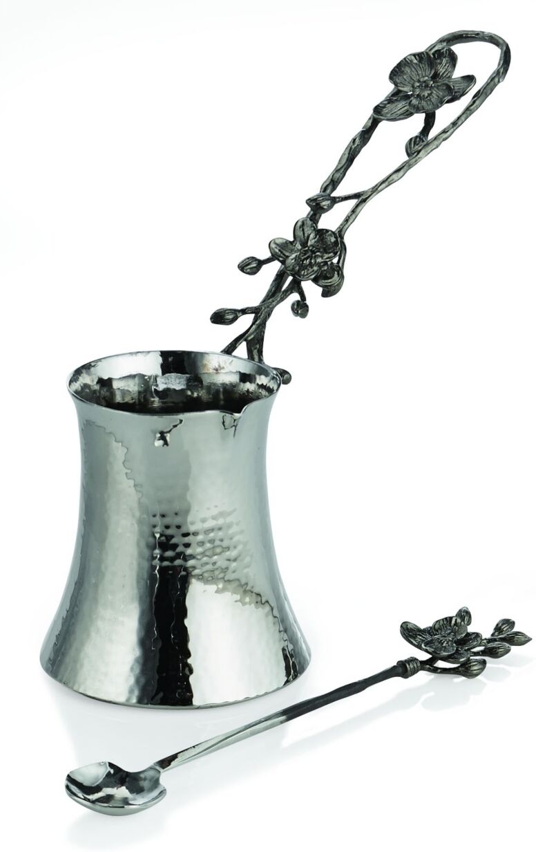 Michael Aram Black Orchid Coffee Pot & Spoon - Silver