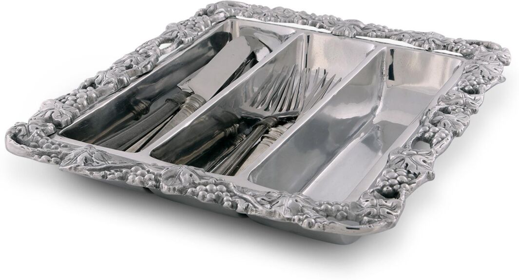 Arthur Court Designs Aluminum Grape Flatware Caddy - Silver