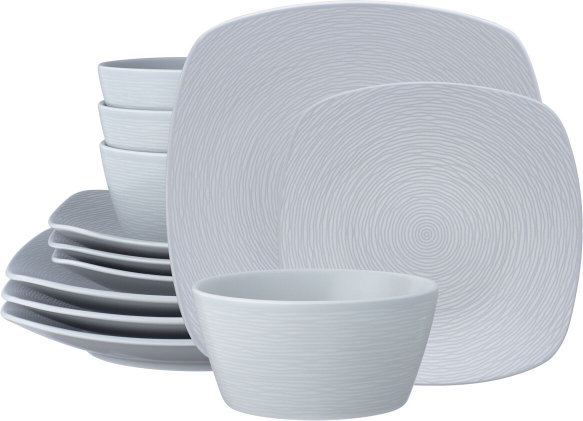 Noritake Non Swirl Square Set 12 Piece Dinnerware Set, Service For 4 - Gray