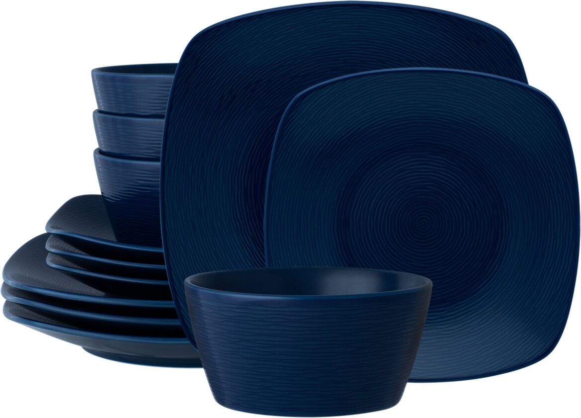 Noritake Non Swirl Square Set 12 Piece Dinnerware Set, Service For 4 - Navy