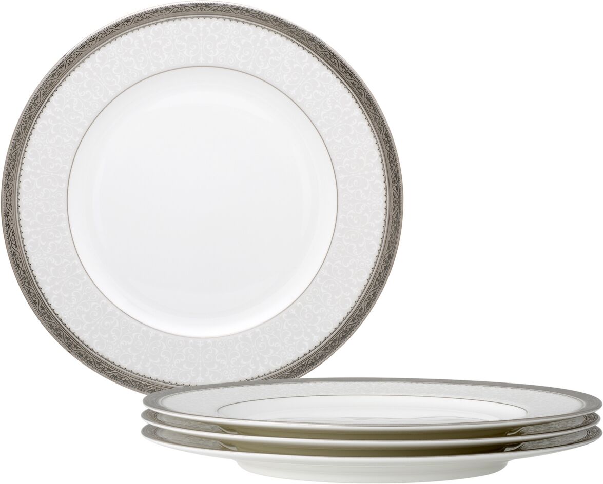 Noritake Odessa Platinum Set of 4 Dinner Plates, Service For 4 - White