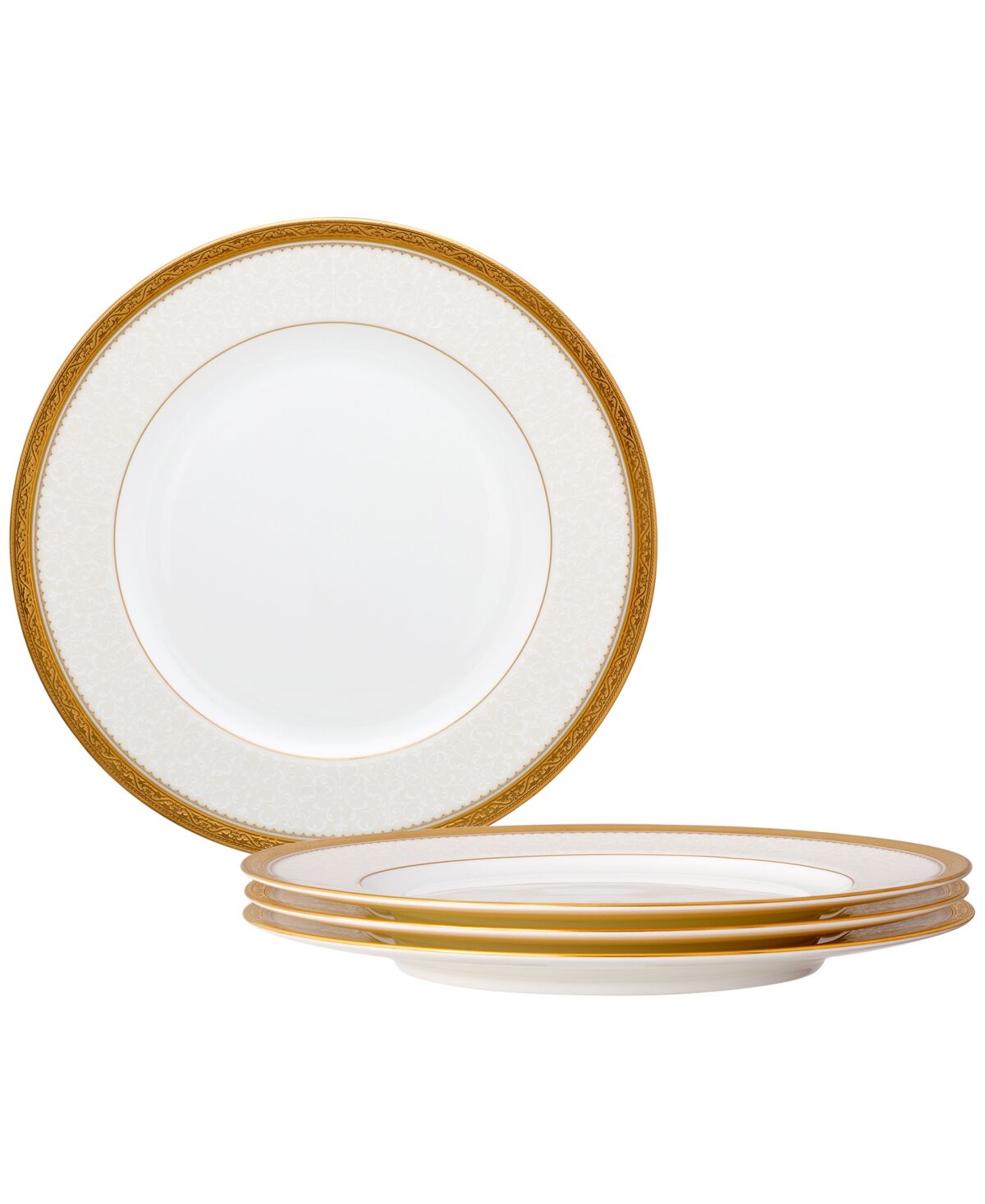 Noritake Odessa Gold Set of 4 Dinner Plates, Service For 4 - White