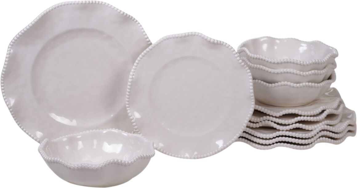 Certified International Perlette Cream Melamine 12-Pc. Dinnerware Set - Cream