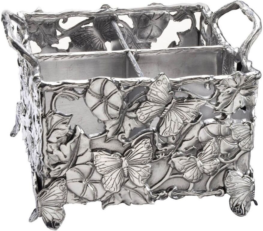 Arthur Court Designs Aluminum Butterfly Flatware Caddy - Silver