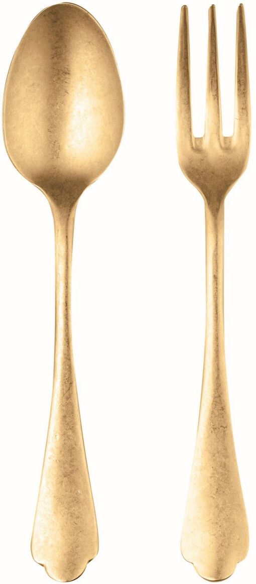 Mepra Dolce Vita Pewter Oro Serving Set, 2 Piece - Gold-Tone