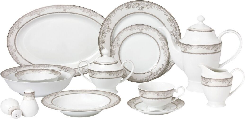 Lorren Home Trends Juliette 57-pc Dinnerware Set, Service for 8 - Silver