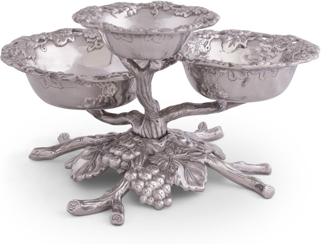 Arthur Court Designs Aluminum Grape Tiered 3-Bowls - Silver