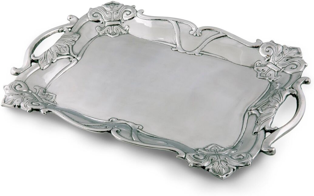 Arthur Court Designs Aluminum Fleur-De-Lis Rectangle Tray - Silver