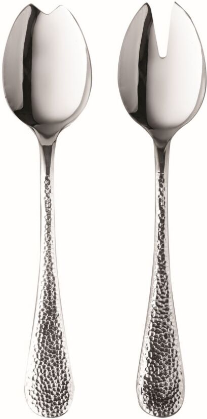 Mepra Salad Servers Fork and Spoon Flatware Set, Set of 2 - Silver-tone