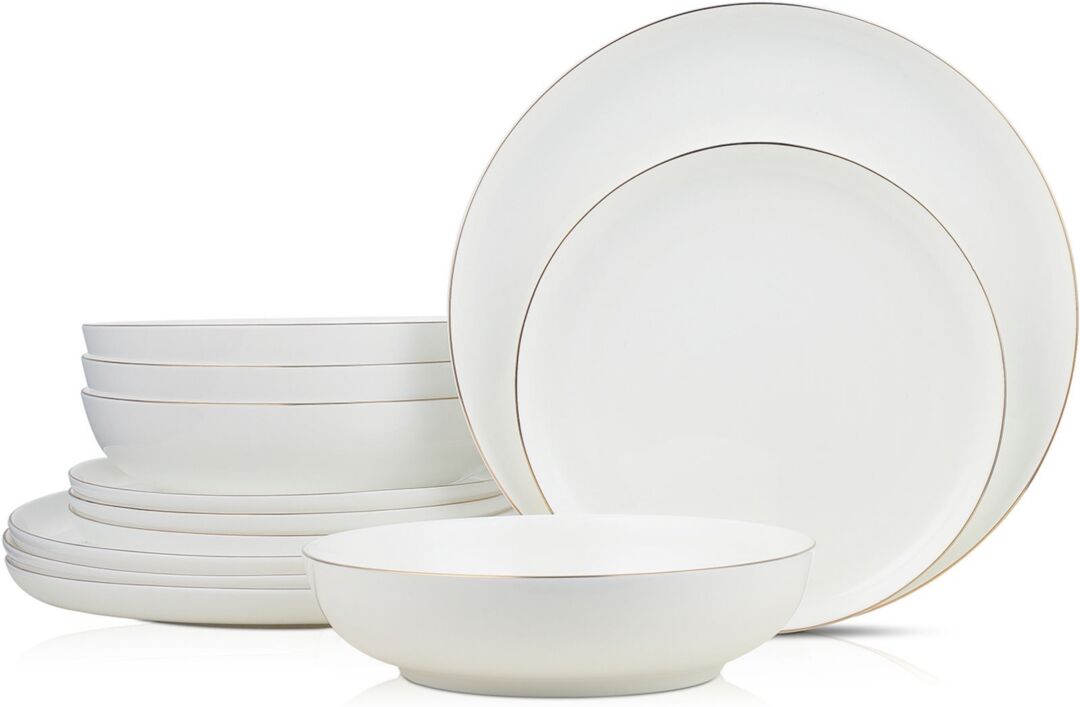 Stone Lain Gabrielle 12 Piece Dinnerware Set, Service for 4 - White and Gold