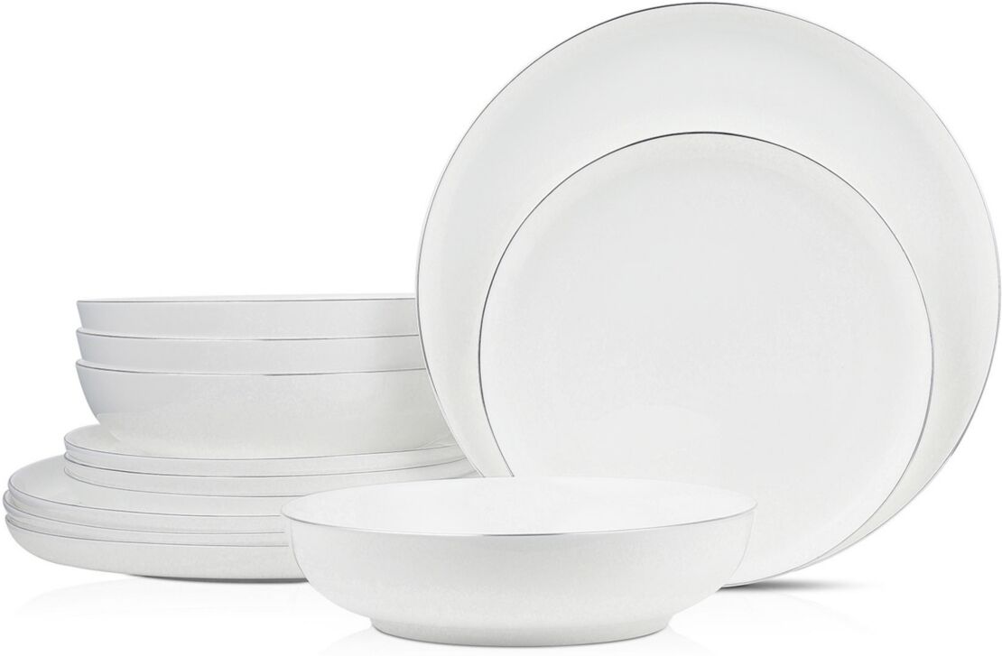 Stone Lain Gabrielle 24 Piece Dinnerware Set, Service for 8 - White and Platinum