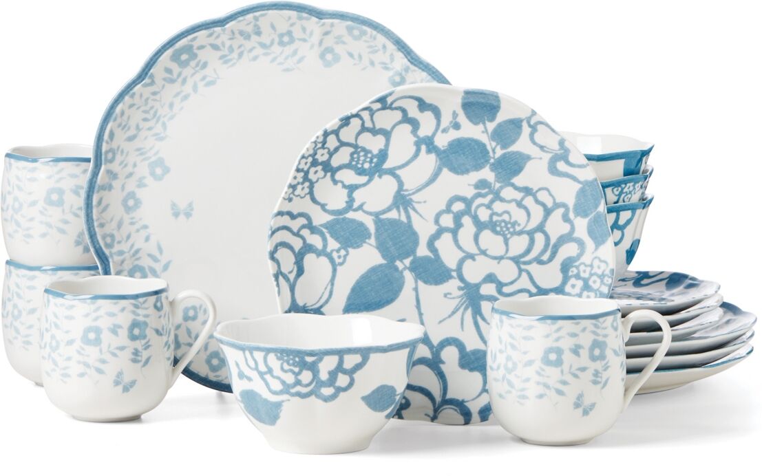 Lenox Butterfly Meadow Cottage 16 Pc Dinnerware Set, Service for 4 - cornflower hue