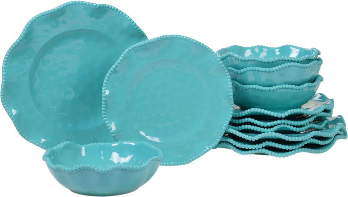 Certified International Perlette Teal Melamine 12-Pc. Dinnerware Set - Teal