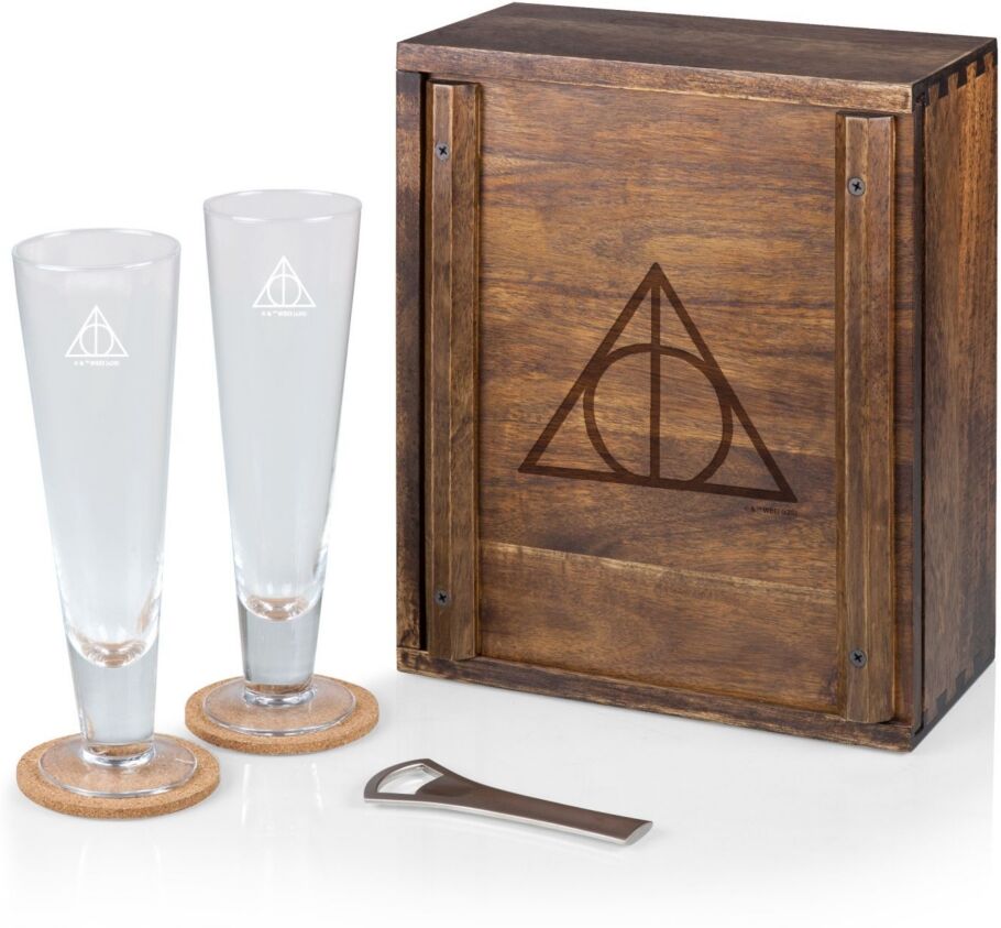 Legacy Harry Potter Deathly Hallows Beverage Glass Gift Set, 6 Pieces - Acacia Wood