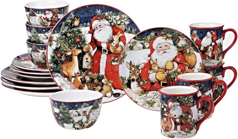 Certified International Magic of Christmas Santa 16 Piece Dinnerware - Open Miscellaneous