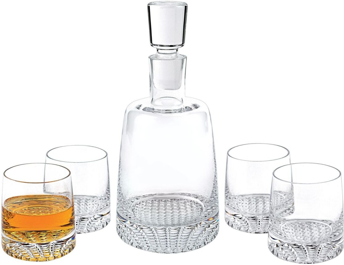 Badash Crystal Park Avenue European Mouth Blown Lead Free Crystal Park Avenue 5 Pieces Whiskey Set - Clear