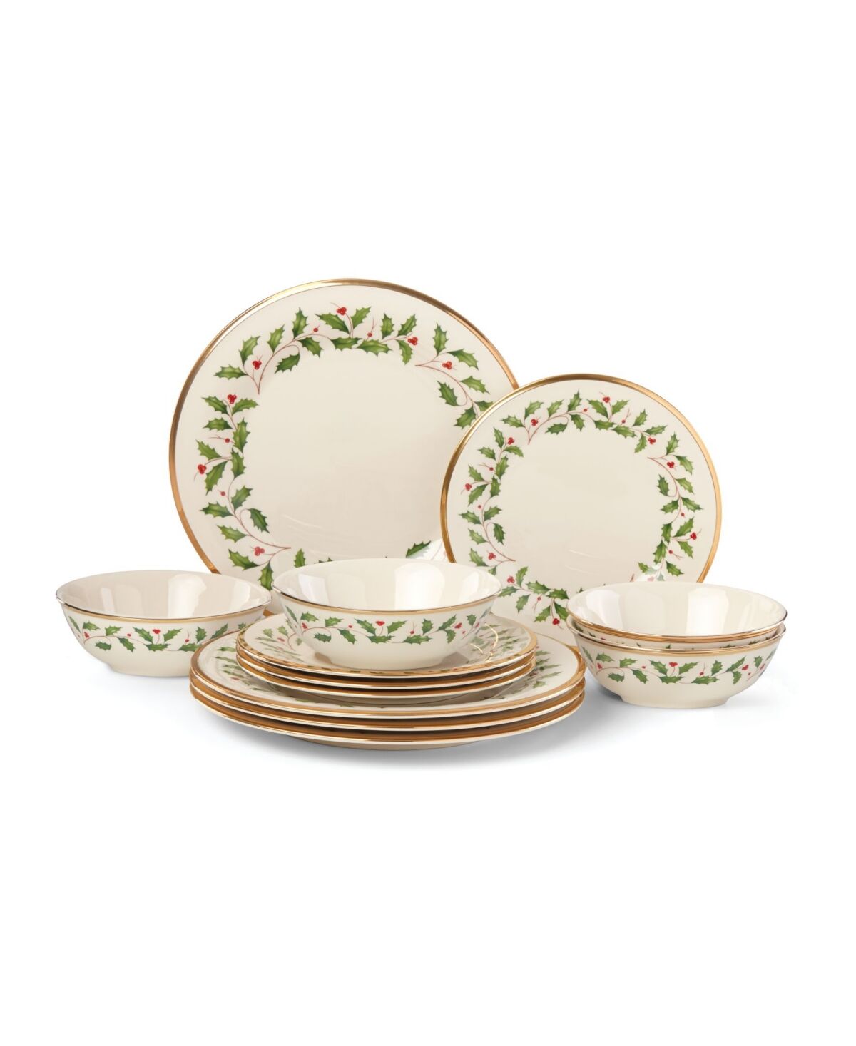 Lenox Holiday 12 Pc. Dinnerware Set, Service for 4 - Red  Green And Ivory