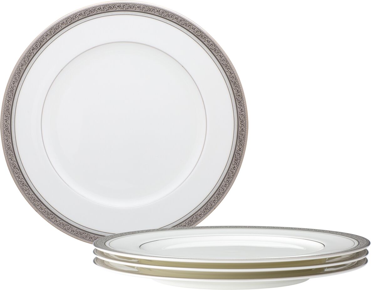 Noritake Summit Platinum Set of 4 Dinner Plates, Service For 4 - White