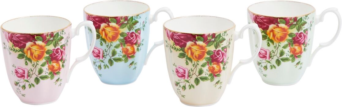 Royal Albert Old Country Roses Mug 13.5 Fluid oz, 4 Piece Set, Service for 4 - Multi