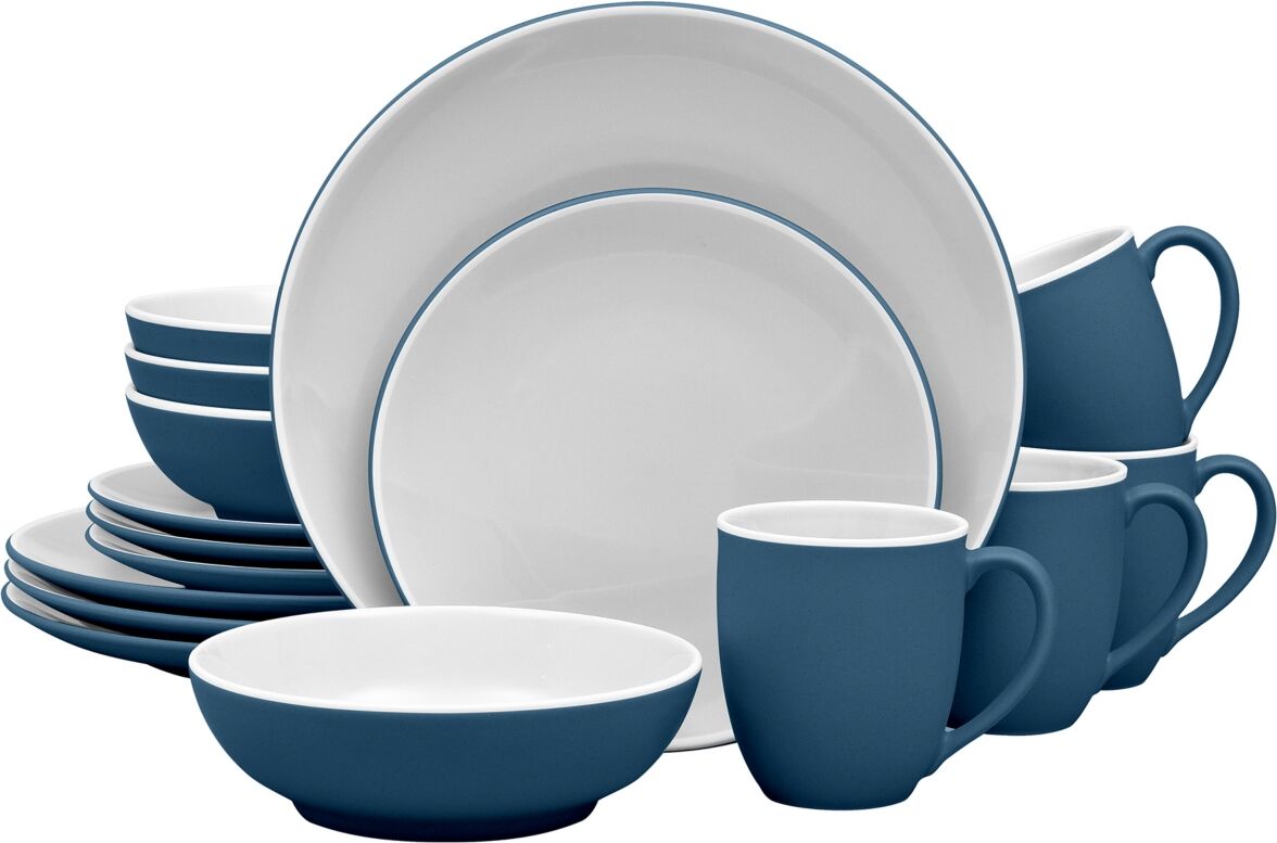 Noritake ColorTrio Coupe 16 Piece Dinnerware Set, Service for 4 - Blue