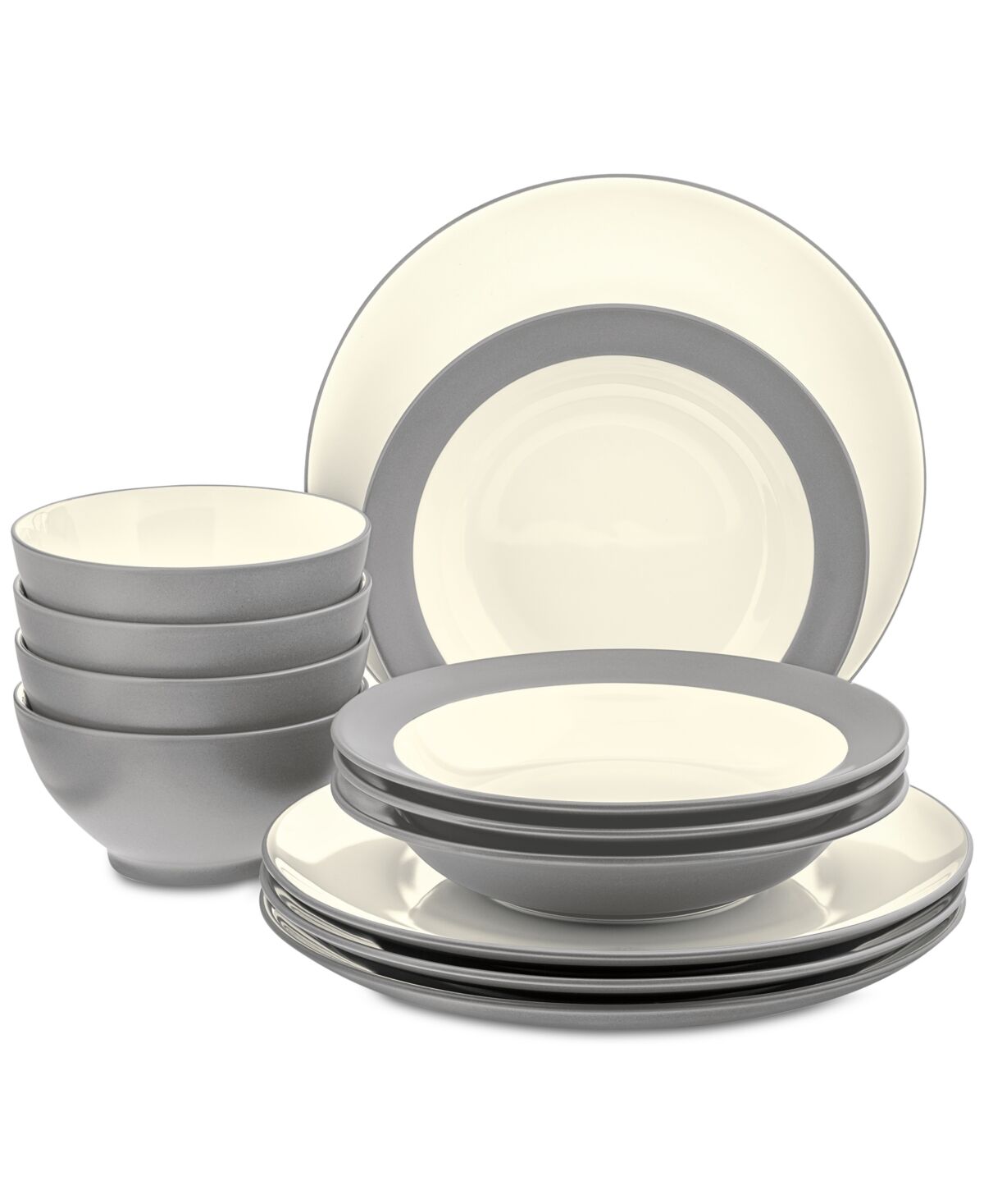 Noritake Colorwave Coupe 12-Piece Dinnerware Set, Service for 4, Created for Macy's - Slate