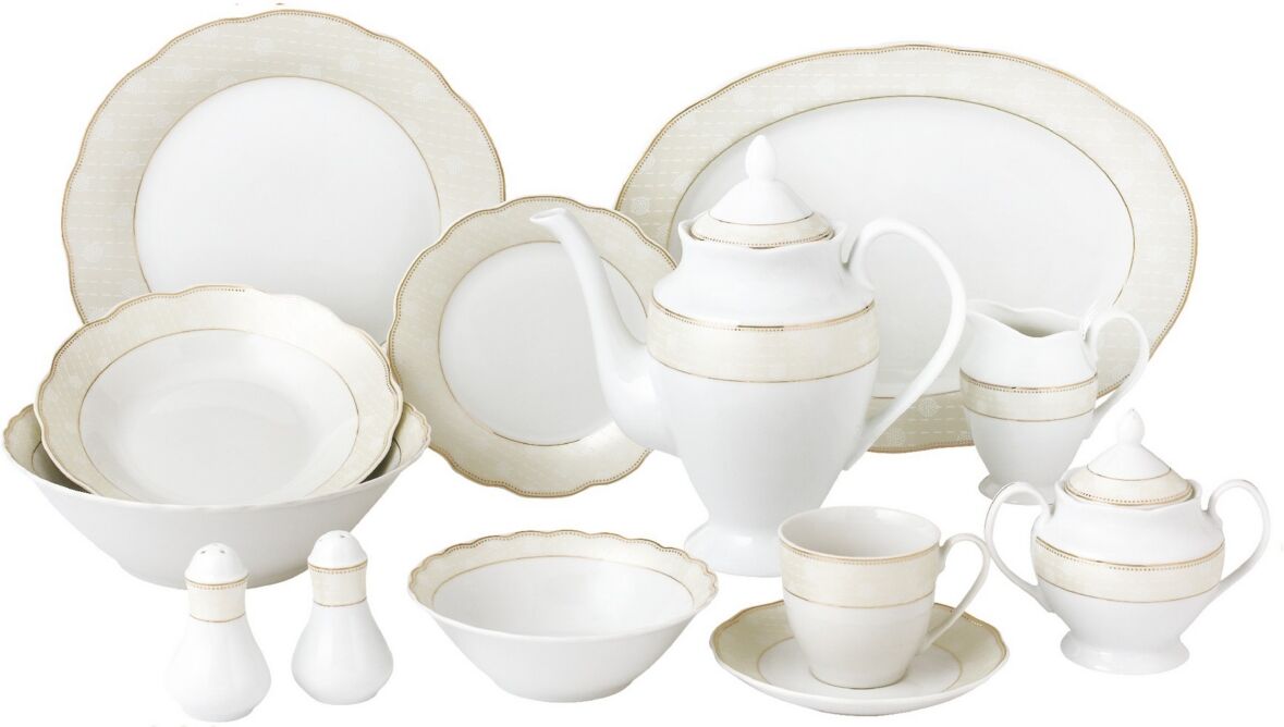 Lorren Home Trends Tova 57-pc Dinnerware Set, Service for 8 - Gold