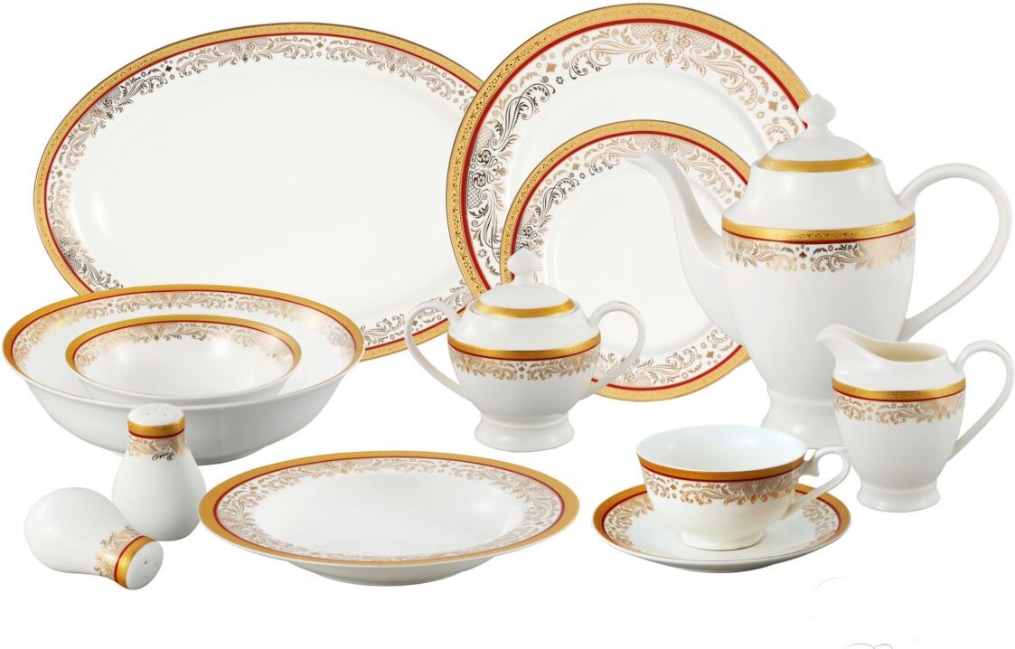 Lorren Home Trends Romina 57-pc Dinnerware Set, Service for 8 - Red