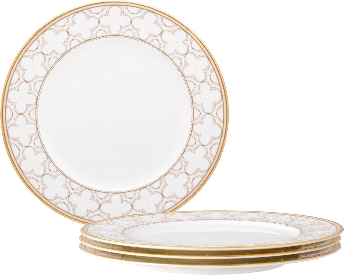 Noritake Trefolio Gold Set of 4 Dinner Plates, Service For 4 - White