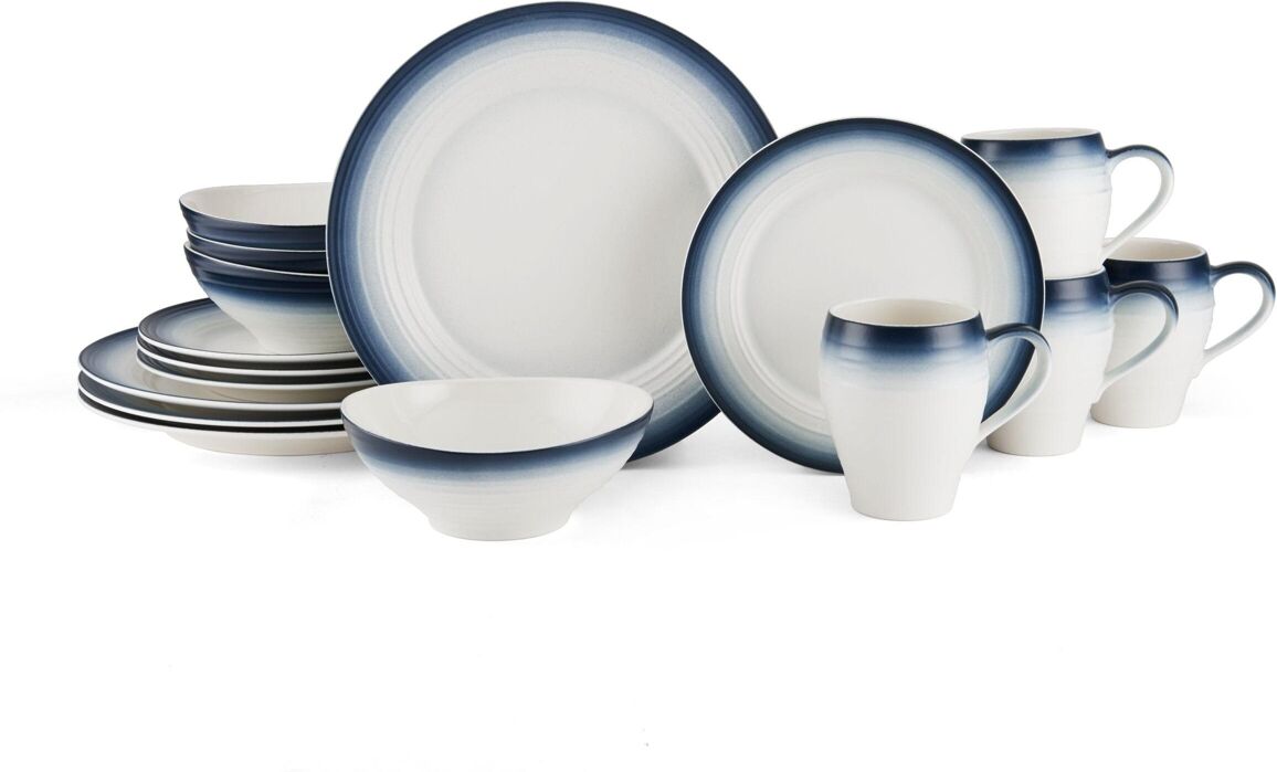 Mikasa Swirl 16 Piece Dinnerware Set, Service for 4 - Blue