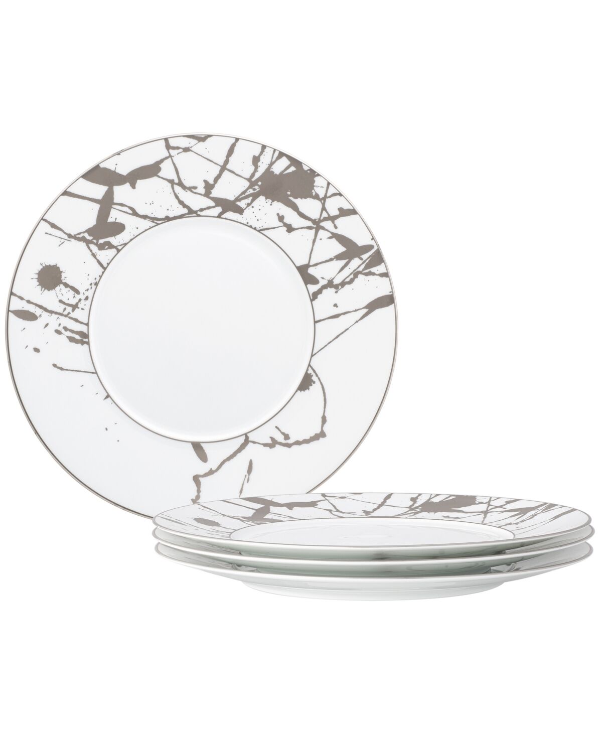 Noritake Raptures Platinum Set of 4 Dinner Plates, Service For 4 - White Platinum