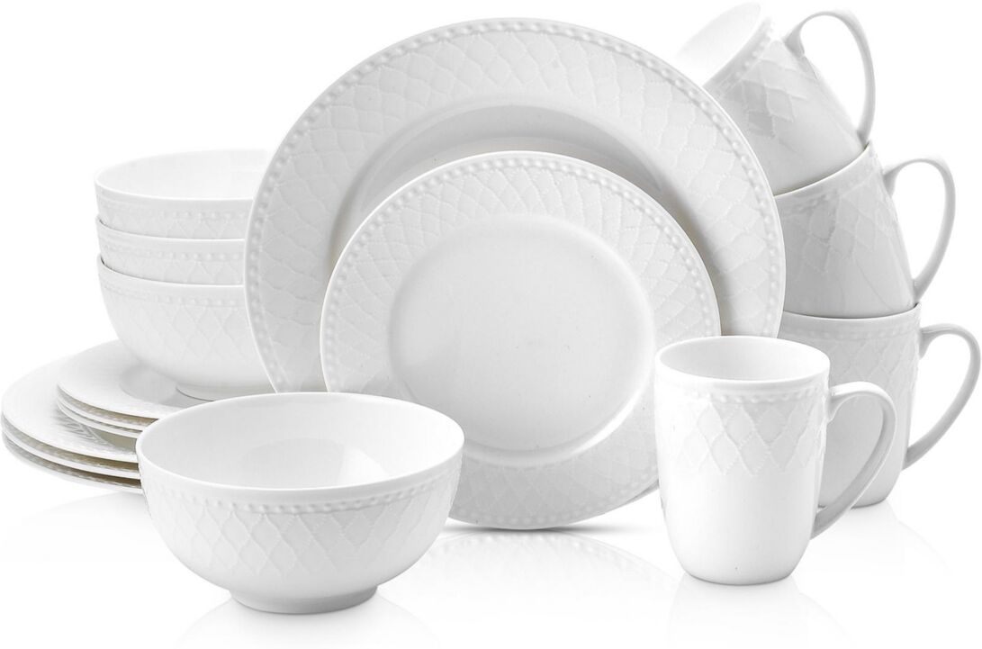 Stone Lain Alexandria 32 Piece Dinnerware Set, Service for 8 - White