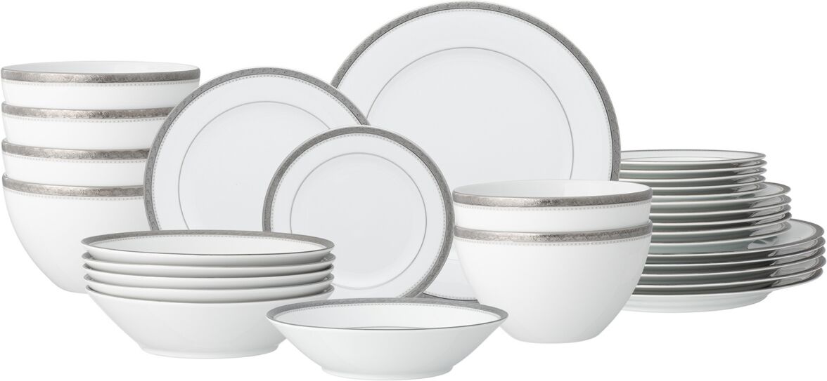 Noritake Charlotta Platinum 30-Piece Dinnerware Set, Service For 6 - White