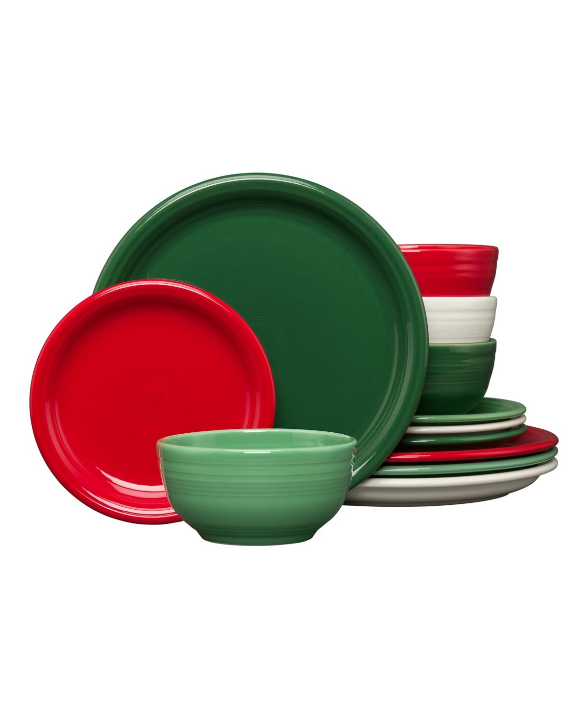 Fiesta Christmas Mixed Colors 12-Pc Bistro Dinnerware Set, Service for 4 - Mixed Chri