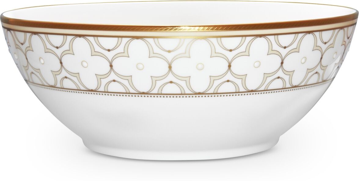 Noritake Trefolio Gold Dinnerware Collection Round Vegetable Bowl - Class Gold