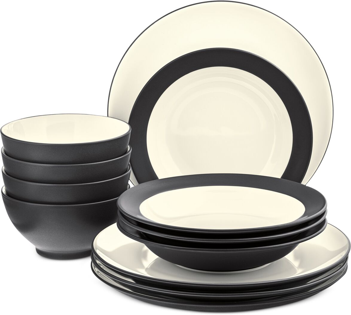 Noritake Colorwave Coupe 12-Piece Dinnerware Set, Service for 4, Created for Macy's - Graphite