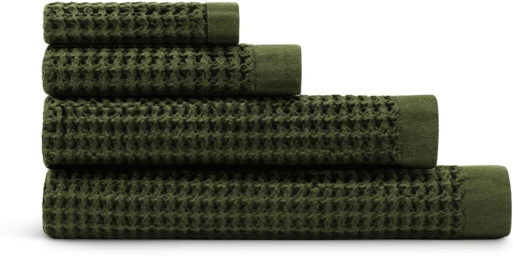 Onsen Waffle Complete Towels Set - Dark Green