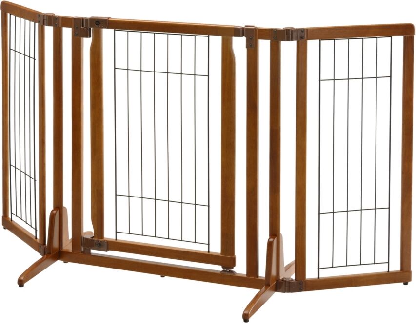 Richell Premium Plus Freestanding Pet Gate - Brown