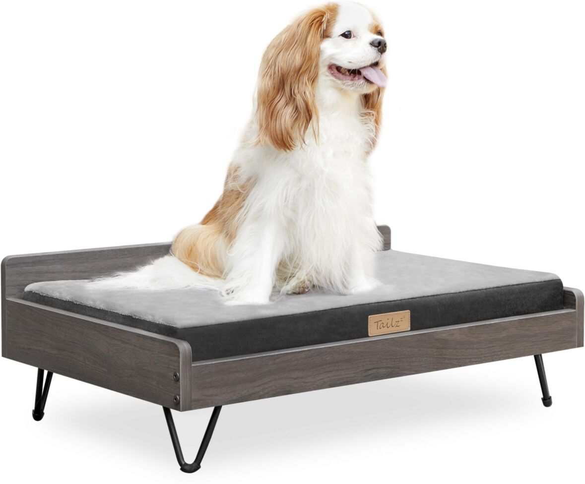 TailZzz Chase Wooden Pet Bed with Mattress   Small to Medium Pet Bed with Mattress   Elevated Pet Bed   Water-resistant Pet Mattress   Greenguard Gold