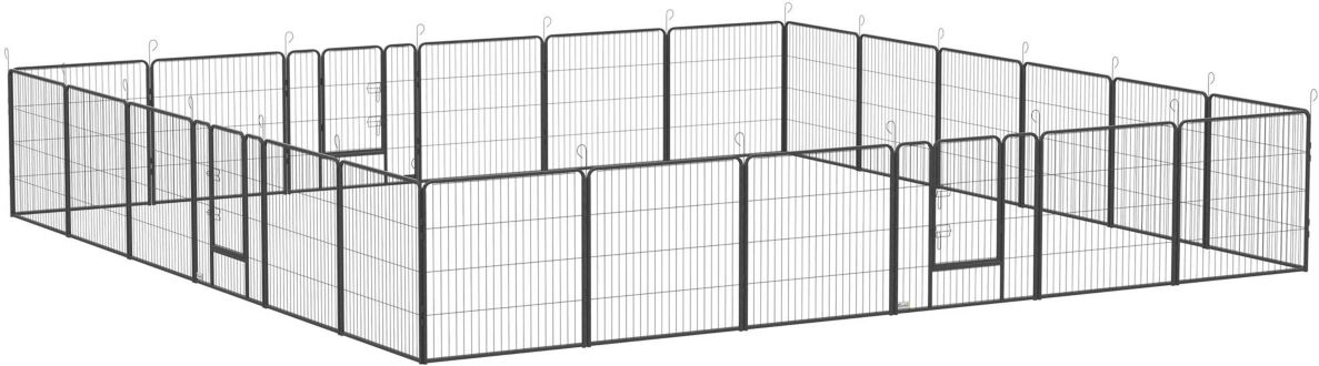 Pawhut Paw Hut 24 Panel 32 Inch Dog Playpen for Small and Medium Dogs, Gray - Grey