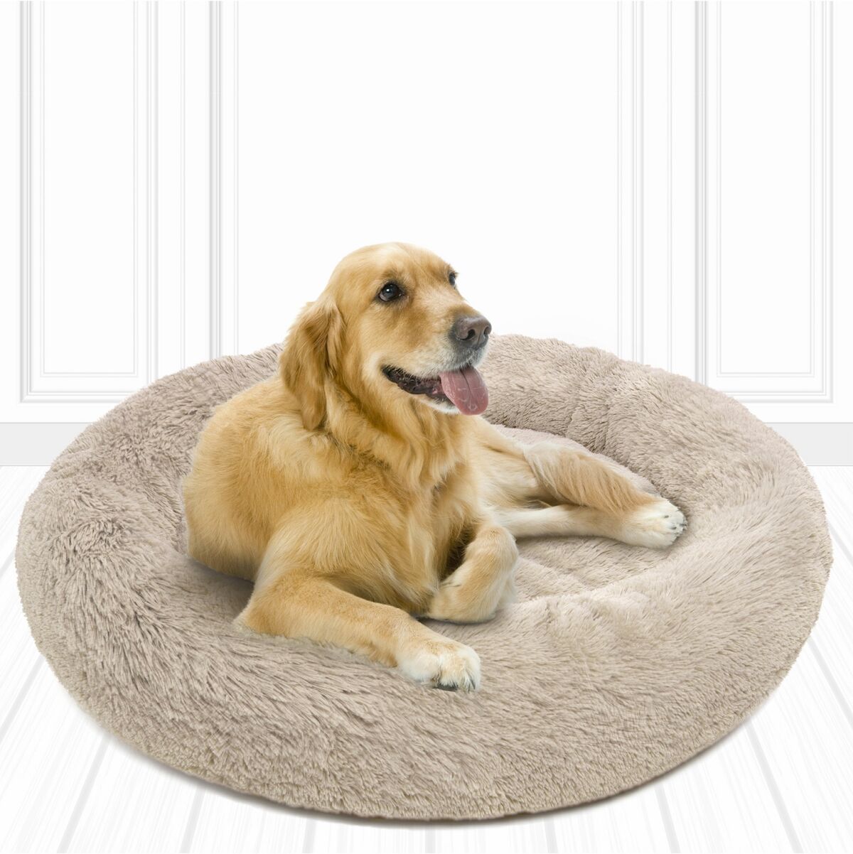 Friends Forever Coco Faux Fur Self Warming Indoor Round Donut Cuddler - Tan