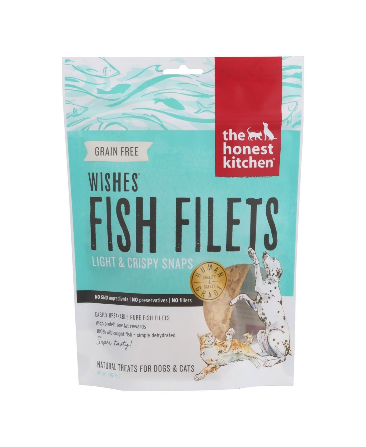 The Honest Kitchen - Dog and Cat Treats - Wishes Filets White Fish - Case of 6 - 3 oz.