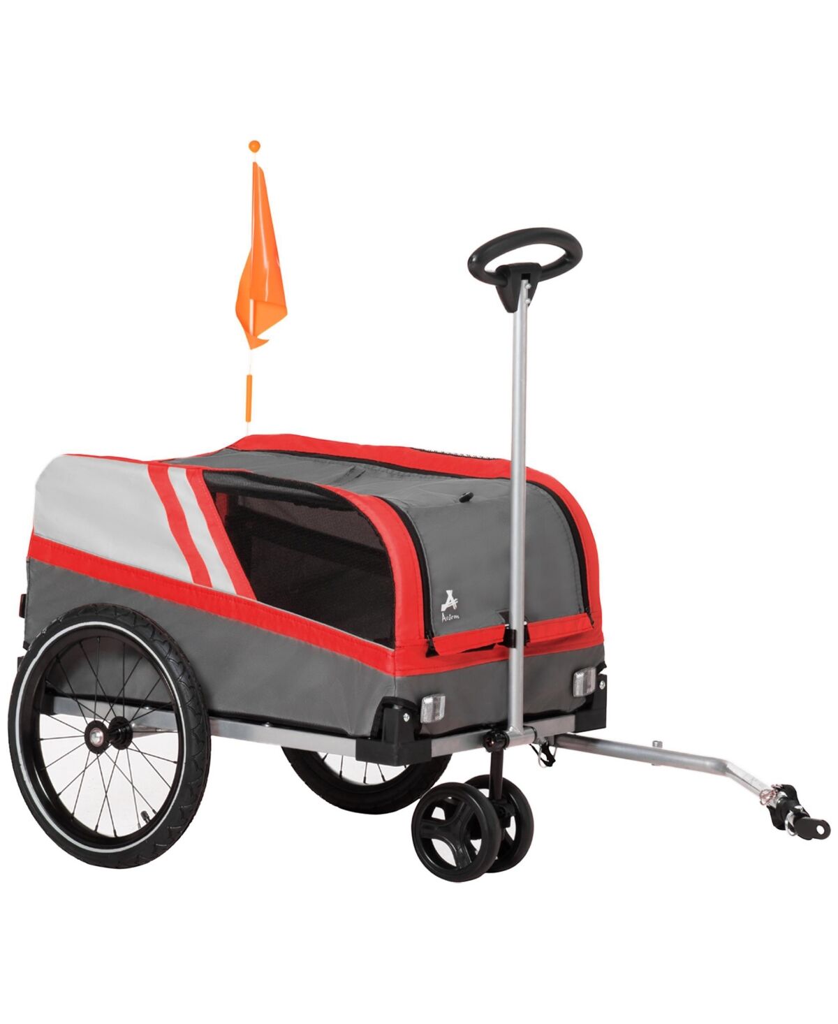 Aosom Dog Bike Trailer 2-in-1 Travel Dog Stroller, Bike Cargo Trailer, Small Pet Bicycle Cart Carrier with Universal Coupler, Safety Leash, and Easy F