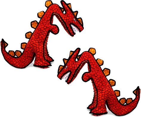 Tuffy Dinosaur Destructosaurus, 2-Pack Dog Toys - Red