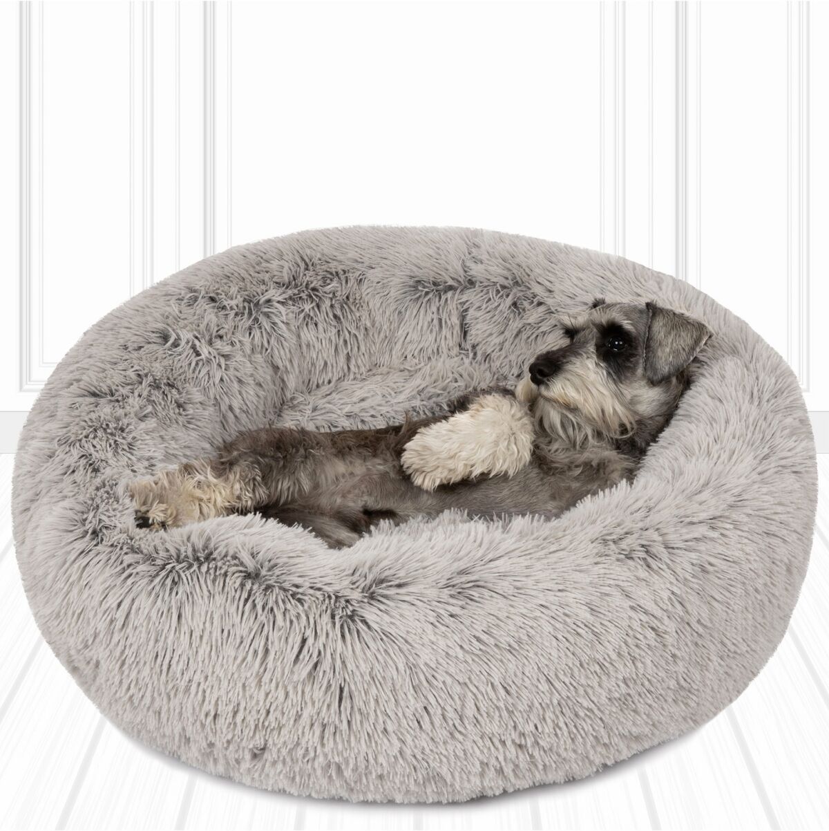 Friends Forever Coco Faux Fur Self Warming Indoor Round Donut Cuddler - Gray