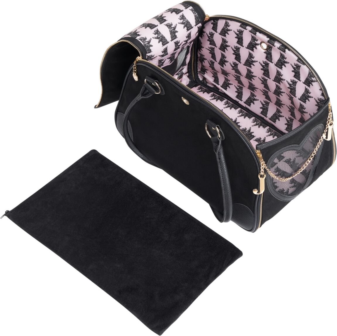 Juicy Couture Give Me Treats Pet Carrier Stylish Travel Bag for Small Dogs and Cats - Black