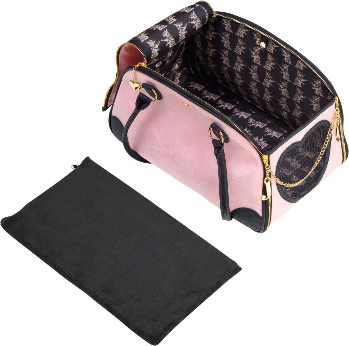 Juicy Couture Give Me Treats Pet Carrier Stylish Travel Bag for Small Dogs and Cats - Pink