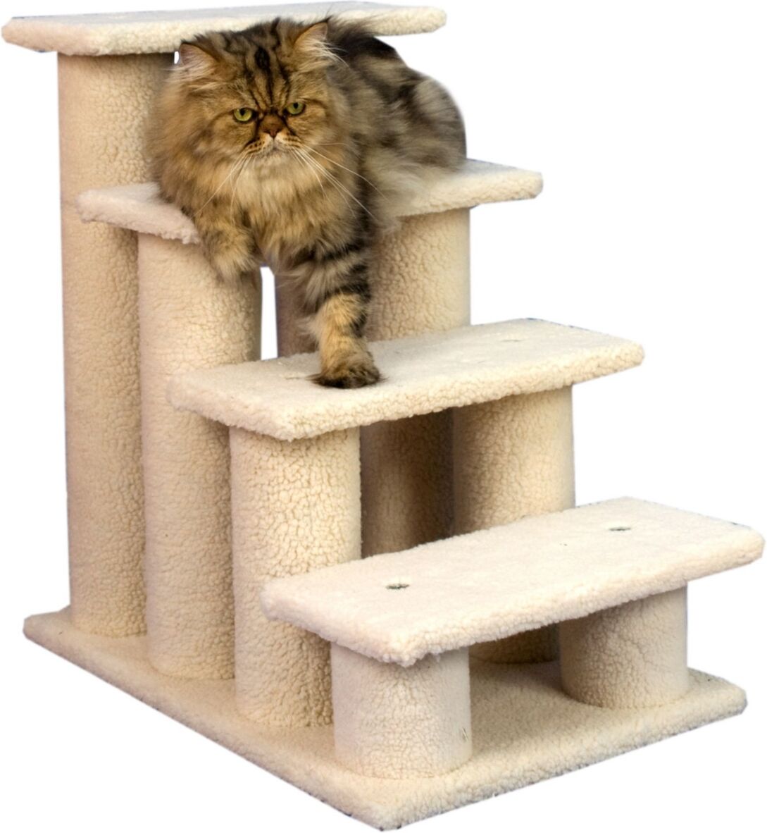 Armarkat 4 Step Stairs Real Wood Ramp For Dogs & Cats - Ivory