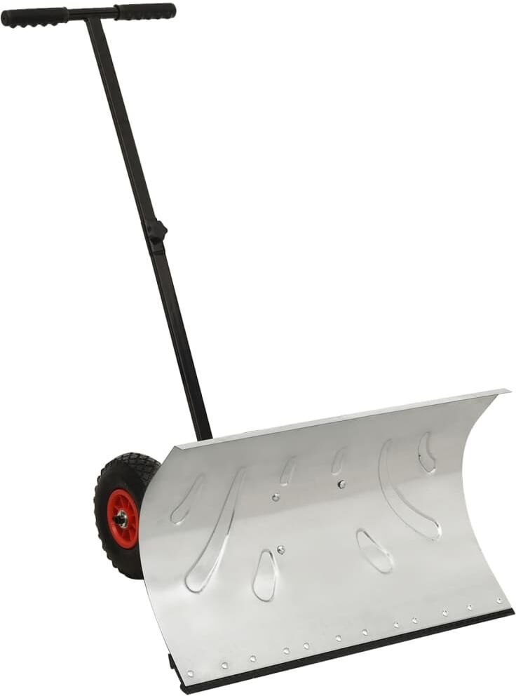 vidaXL Manual Snow Shovel with Wheels - Silver