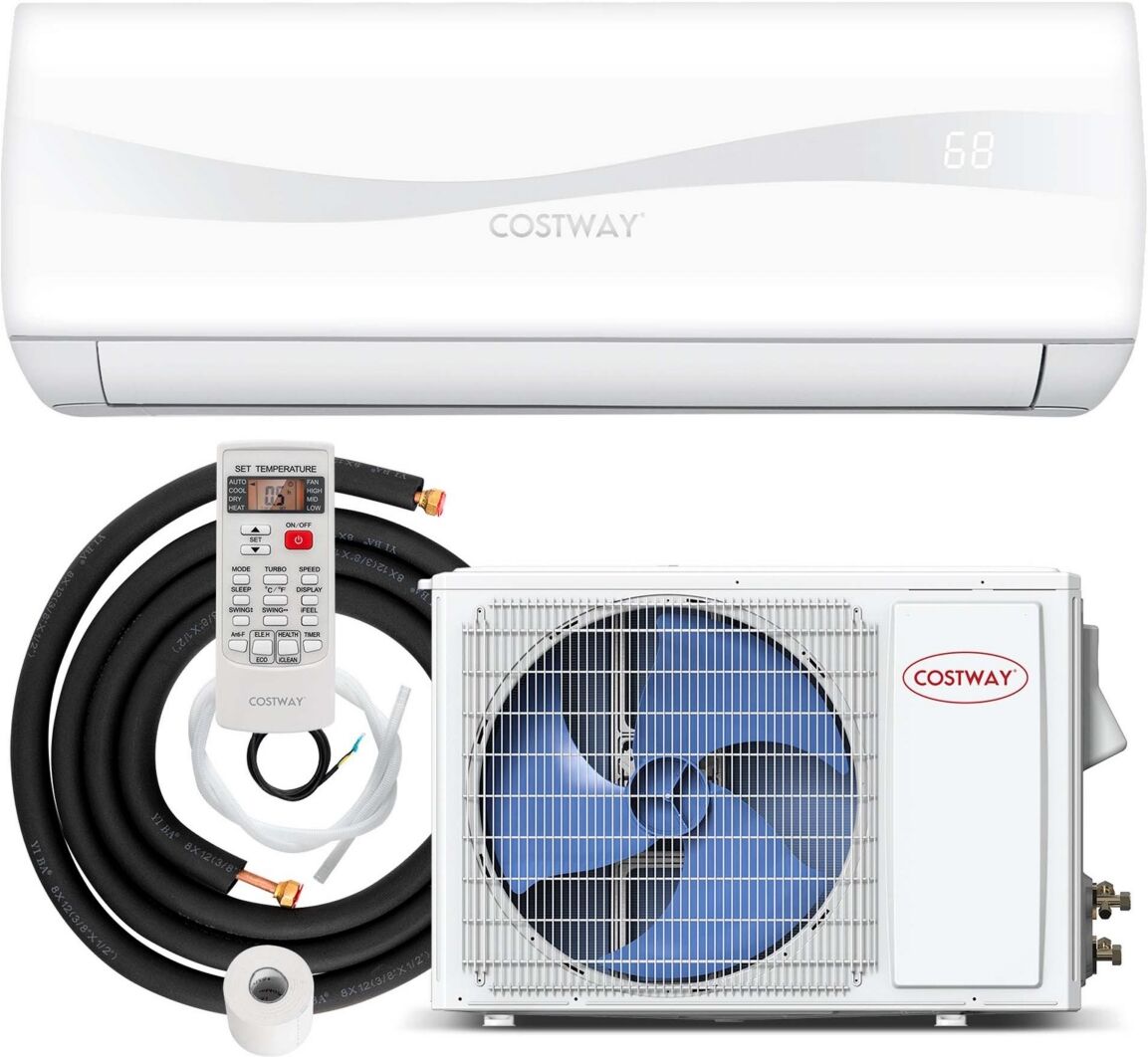 Costway 9000 Btu Split Air Conditioner & Heater Wall Mount Ac Unit with Remote Control - White