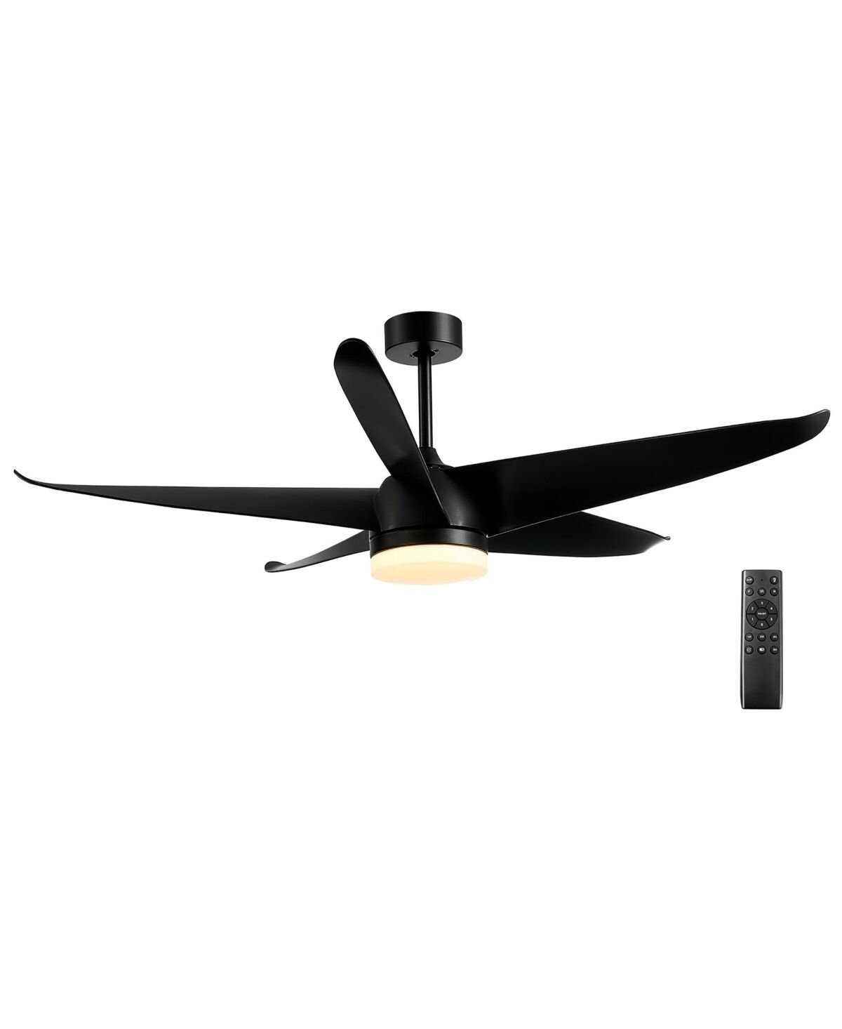 Costway 60'' Reversible Ceiling Fan with Light 2700K/4200K/6500K Adjustable Led Fan - Black